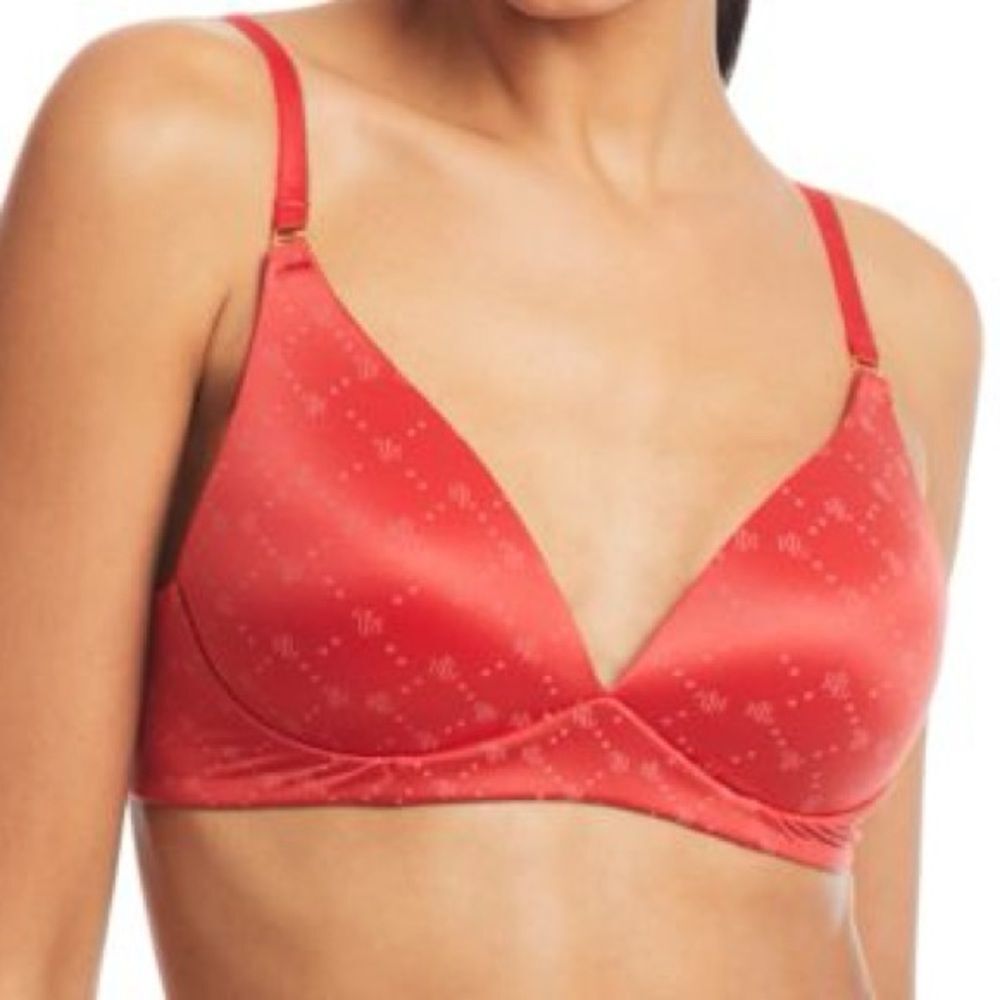 Lauren Ralph Lauren Red Satin Wireless Triangle Bra